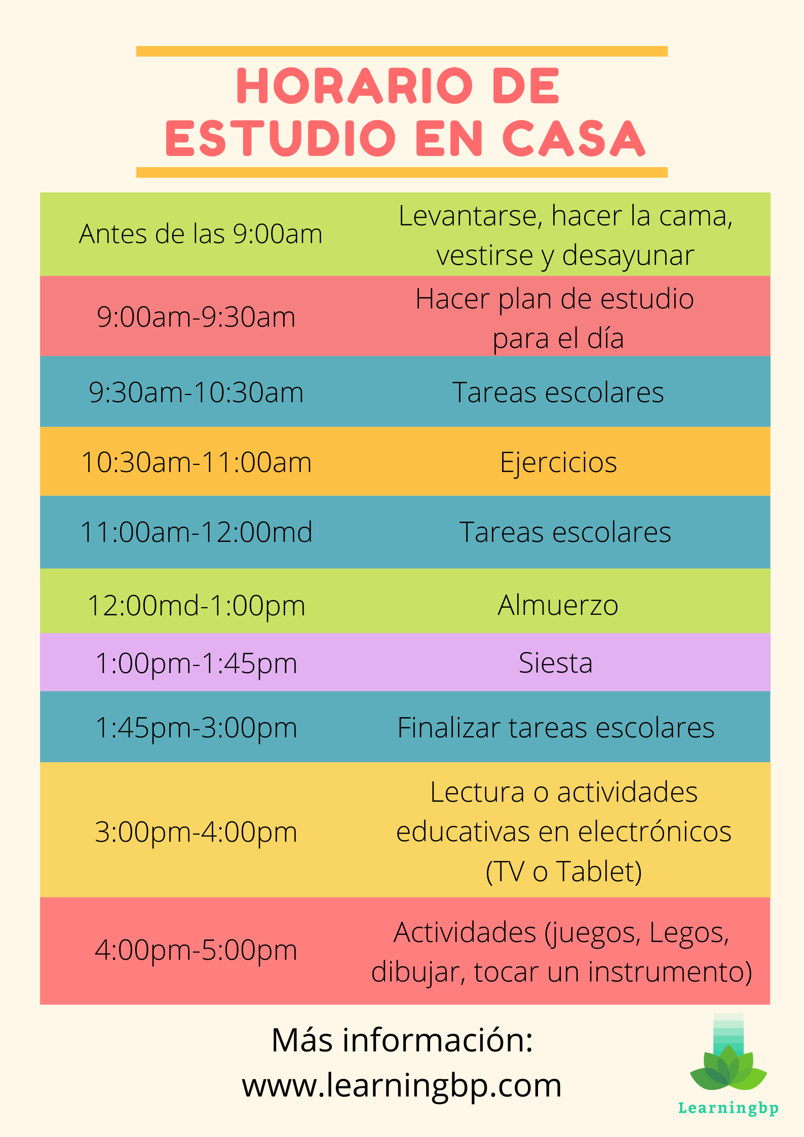 horario de educacion en el hogar para el sat o act